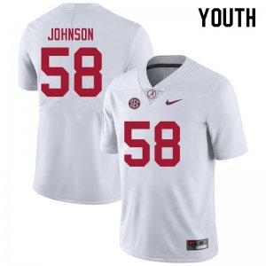 NCAA Youth Alabama Crimson Tide #58 Christian Johnson Stitched College 2021 Nike Authentic White Football Jersey NV17C67NJ